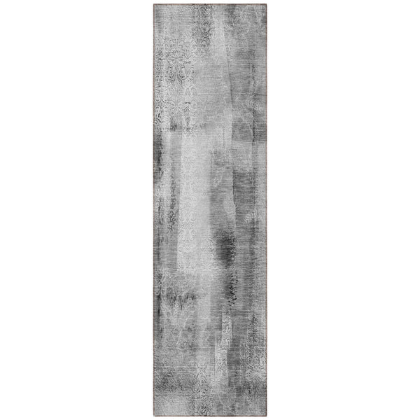 Homeroots 8' Runner Gray Washable Non Skid Indoor Outdoor Runner Rug Gray Polyester 561652