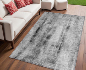 Homeroots 5' X 8' Gray Washable Non Skid Indoor Outdoor Area Rug Gray Polyester 561655