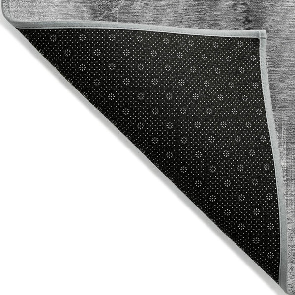 Homeroots 3' Washable Non-skid Indoor Outdoor Area Rug – Stylish Stain Resistant Design For Family Spaces Gray Polyester 561656