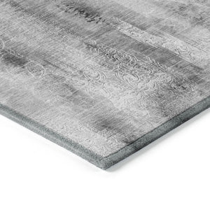Homeroots 3' Washable Non-skid Indoor Outdoor Area Rug – Stylish Stain Resistant Design For Family Spaces Gray Polyester 561656