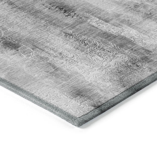Homeroots 3' Washable Non-skid Indoor Outdoor Area Rug – Stylish Stain Resistant Design For Family Spaces Gray Polyester 561656