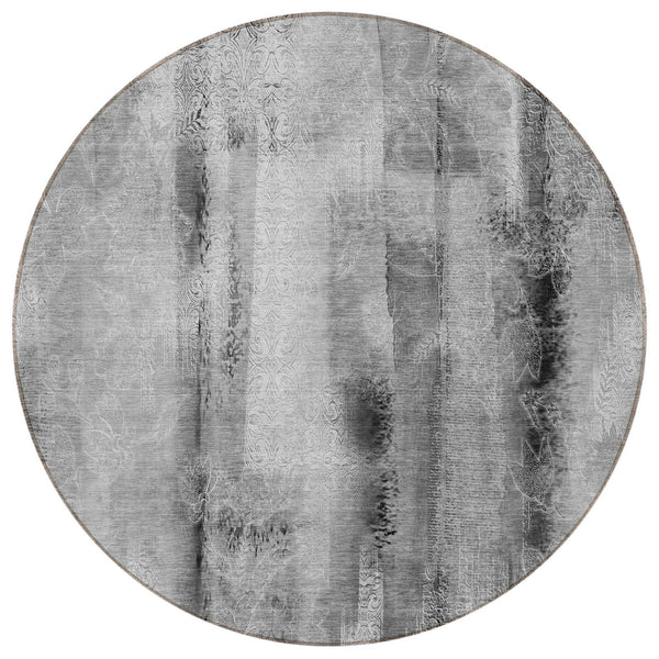 Homeroots 3' Washable Non-skid Indoor Outdoor Area Rug – Stylish Stain Resistant Design For Family Spaces Gray Polyester 561656