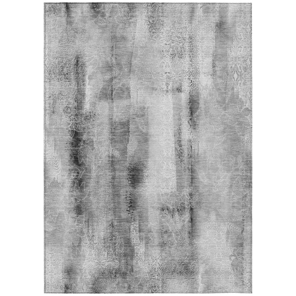 Homeroots 8' X 10' Gray Washable Non Skid Indoor Outdoor Area Rug Gray Polyester 561657