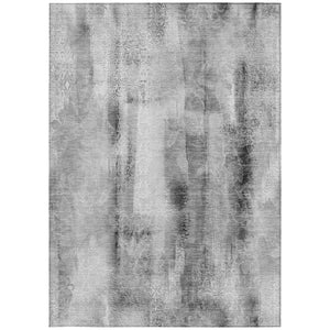 Homeroots 3' Washable Non-skid Indoor Outdoor Area Rug – Stylish Stain Resistant Design For Family Spaces Gray Polyester 561658