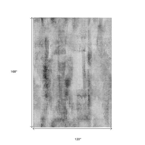 Homeroots 3' Washable Non-skid Indoor Outdoor Area Rug – Stylish Stain Resistant Design For Family Spaces Gray Polyester 561659