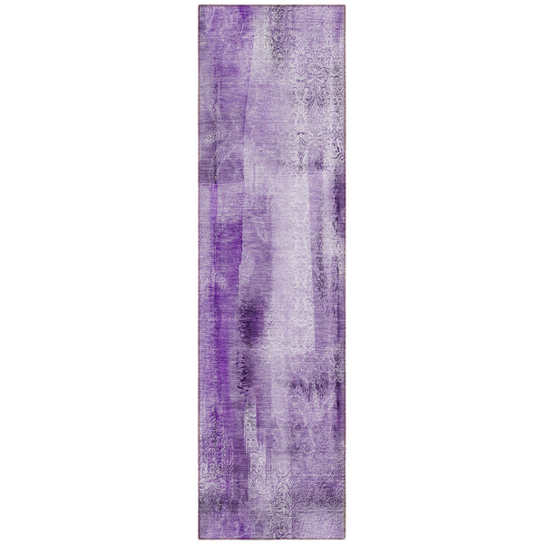Homeroots 8' Runner Purple Washable Non Skid Indoor Outdoor Runner Rug Purple Polyester 561661