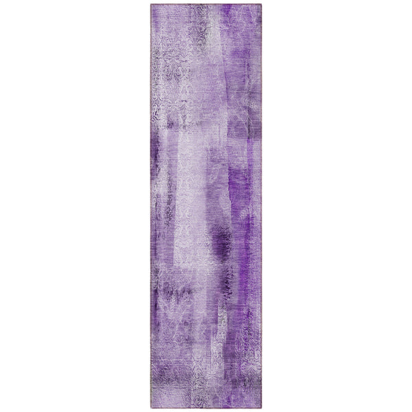 Homeroots 8' Runner Purple Washable Non Skid Indoor Outdoor Runner Rug Purple Polyester 561661