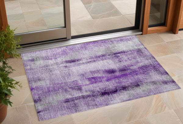 Homeroots 3' Washable Non-skid Indoor Outdoor Area Rug – Stylish Stain Resistant Design For Family Spaces Purple Polyester 561663