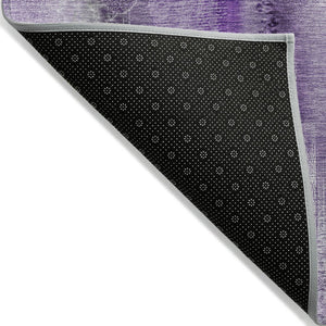 Homeroots 3' Washable Non-skid Indoor Outdoor Area Rug – Stylish Stain Resistant Design For Family Spaces Purple Polyester 561663