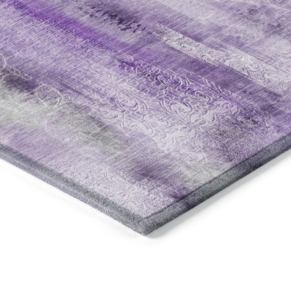 Homeroots 3' Washable Non-skid Indoor Outdoor Area Rug – Stylish Stain Resistant Design For Family Spaces Purple Polyester 561663