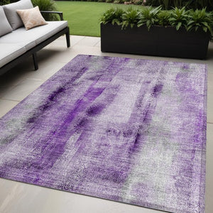 Homeroots 3' Washable Non-skid Indoor Outdoor Area Rug – Stylish Stain Resistant Design For Family Spaces Purple Polyester 561664