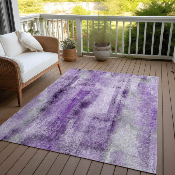 Homeroots 3' Washable Non-skid Indoor Outdoor Area Rug – Stylish Stain Resistant Design For Family Spaces Purple Polyester 561664