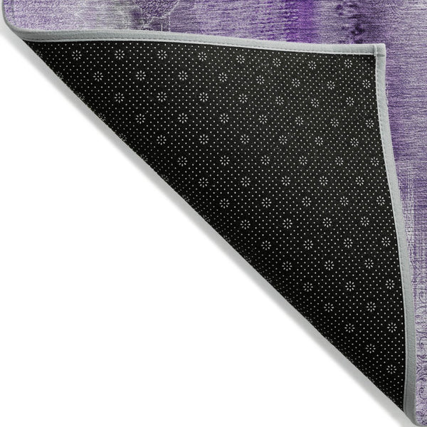 Homeroots 3' Washable Non-skid Indoor Outdoor Area Rug – Stylish Stain Resistant Design For Family Spaces Purple Polyester 561666