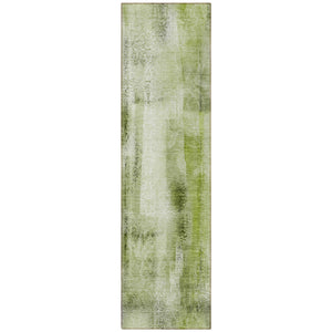 Homeroots 8' Runner Sage Washable Non Skid Indoor Outdoor Runner Rug Sage Polyester 561670