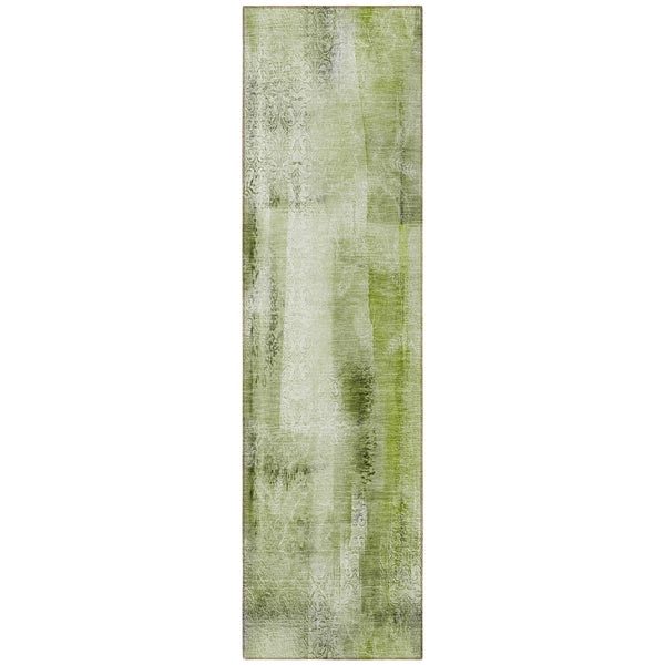 Homeroots 8' Runner Sage Washable Non Skid Indoor Outdoor Runner Rug Sage Polyester 561670