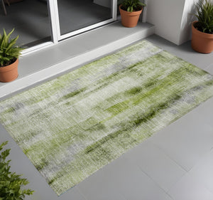Homeroots 3' Washable Non-skid Indoor Outdoor Area Rug – Stylish Stain Resistant Design For Family Spaces Sage Polyester 561672