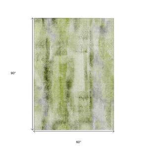 Homeroots 3' Washable Non-skid Indoor Outdoor Area Rug – Stylish Stain Resistant Design For Family Spaces Sage Polyester 561673