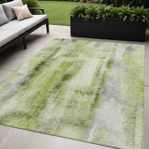 Homeroots 3' Washable Non-skid Indoor Outdoor Area Rug – Stylish Stain Resistant Design For Family Spaces Sage Polyester 561673
