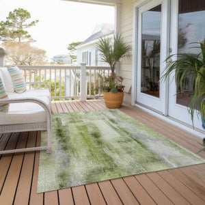 Homeroots 3' Washable Non-skid Indoor Outdoor Area Rug – Stylish Stain Resistant Design For Family Spaces Sage Polyester 561673