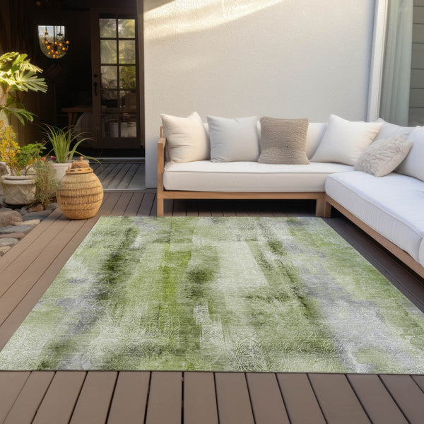 Homeroots 3' Washable Non-skid Indoor Outdoor Area Rug – Stylish Stain Resistant Design For Family Spaces Sage Polyester 561673
