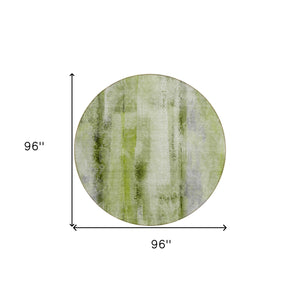 Homeroots 8' Round Sage Round Washable Non Skid Indoor Outdoor Area Rug Sage Polyester 561674