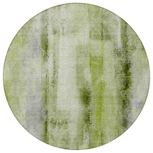 Homeroots 8' Round Sage Round Washable Non Skid Indoor Outdoor Area Rug Sage Polyester 561674