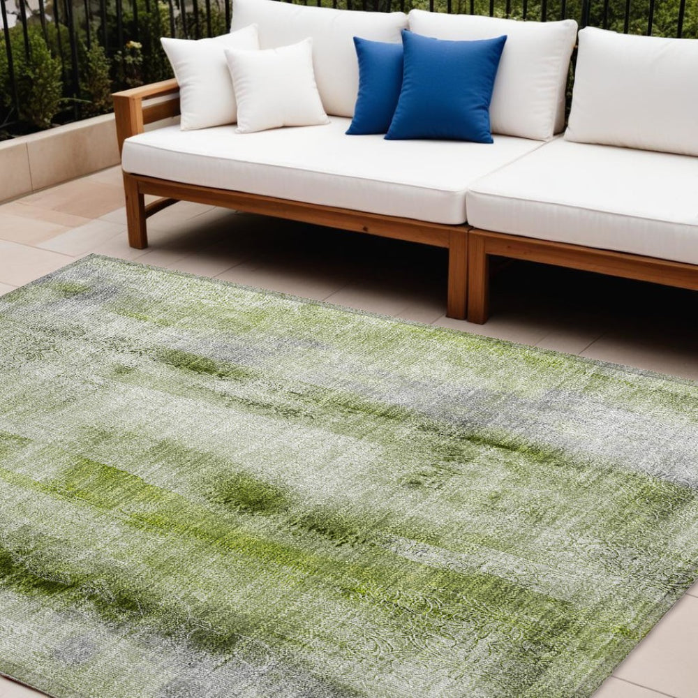 HomeRoots 5' X 8' Washable Non-Skid Area Rug for Indoor & Outdoor Spaces, Durable & Stylish Floor Covering Sage 561675