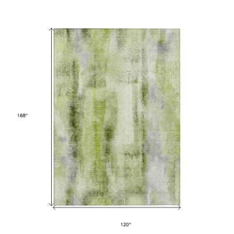 Homeroots 3' Washable Non-skid Indoor Outdoor Area Rug – Stylish Stain Resistant Design For Family Spaces Sage Polyester 561677