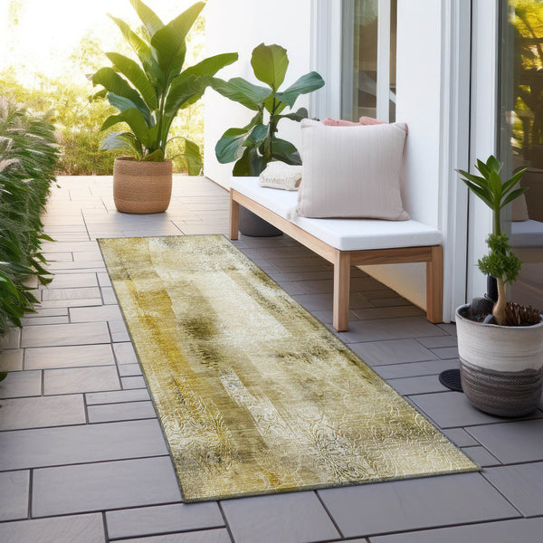 Homeroots 8' Runner Taupe Washable Non Skid Indoor Outdoor Runner Rug Taupe Polyester 561679