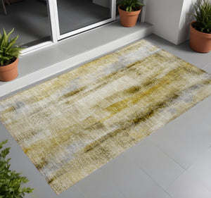 Homeroots 3' X 5' Taupe Washable Non Skid Indoor Outdoor Area Rug Taupe Polyester 561681