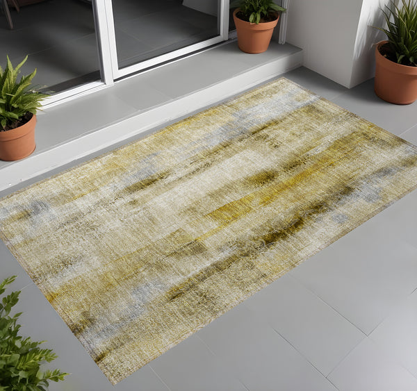 Homeroots 3' X 5' Taupe Washable Non Skid Indoor Outdoor Area Rug Taupe Polyester 561681