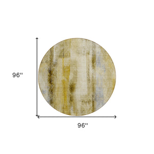 Homeroots 8' Round Taupe Round Washable Non Skid Indoor Outdoor Area Rug Taupe Polyester 561683