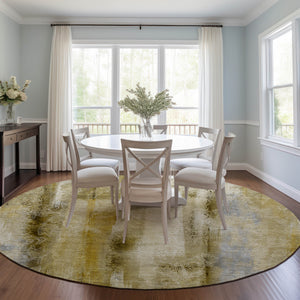 Homeroots 8' Round Taupe Round Washable Non Skid Indoor Outdoor Area Rug Taupe Polyester 561683