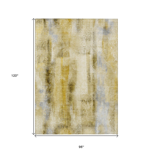 Homeroots 8' X 10' Taupe Washable Non Skid Indoor Outdoor Area Rug Taupe Polyester 561684