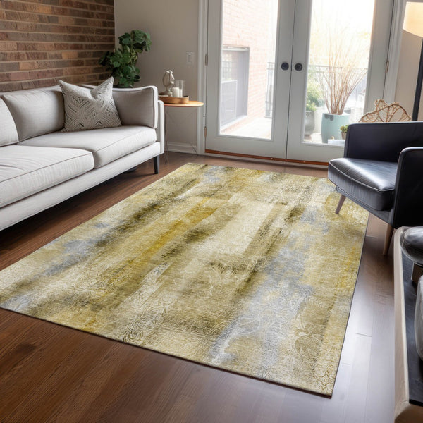 Homeroots 3' Washable Non-skid Indoor Outdoor Area Rug – Stylish Stain Resistant Design For Family Spaces Taupe Polyester 561685