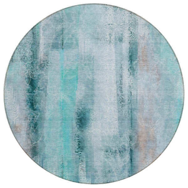 HomeRoots 5' X 8' Washable Non-Skid Area Rug for Indoor & Outdoor Spaces, Durable & Stylish Floor Covering Teal 561692
