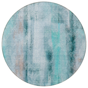 Homeroots 3' Washable Non-skid Indoor Outdoor Area Rug – Stylish Stain Resistant Design For Family Spaces Teal Polyester 561692