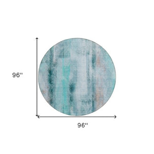 Homeroots 3' Washable Non-skid Indoor Outdoor Area Rug – Stylish Stain Resistant Design For Family Spaces Teal Polyester 561692