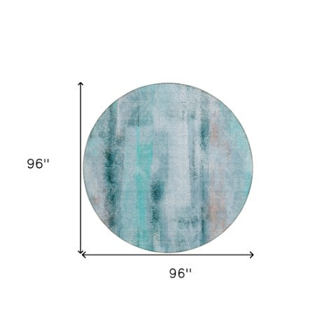 Homeroots 3' Washable Non-skid Indoor Outdoor Area Rug – Stylish Stain Resistant Design For Family Spaces Teal Polyester 561692