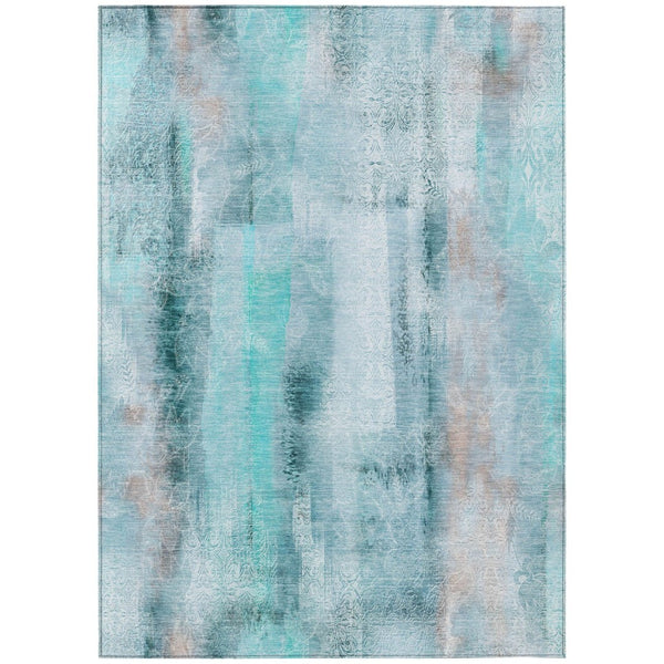 HomeRoots 5' X 8' Washable Non-Skid Area Rug for Indoor & Outdoor Spaces, Durable & Stylish Floor Covering Teal 561695
