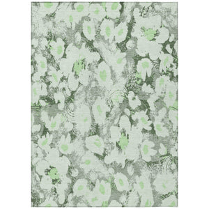 Homeroots 5' X 8' Artichoke Green Floral Washable Non Skid Indoor Outdoor Area Rug Aloe Polyester 561700