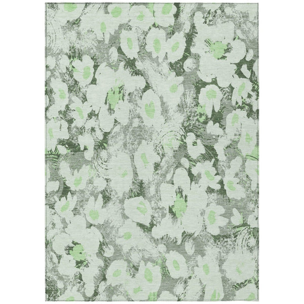 HomeRoots 5' X 8' Floral Washable Non-Skid Area Rug – Durable, Stylish Design for Indoor & Outdoor Spaces Aloe 561703