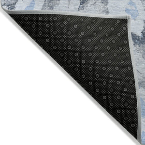 HomeRoots 5' X 8' Floral Washable Non-Skid Area Rug – Durable, Stylish Design for Indoor & Outdoor Spaces Denim 561711