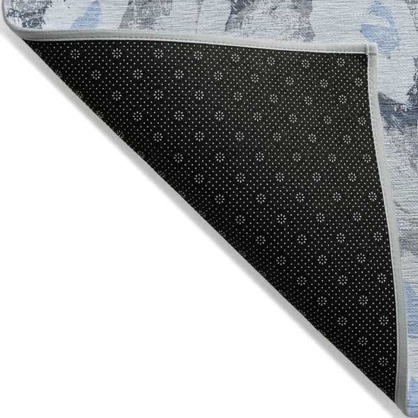 HomeRoots 5' X 8' Floral Washable Non-Skid Area Rug – Durable, Stylish Design for Indoor & Outdoor Spaces Denim 561711