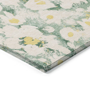 HomeRoots 5' X 8' Floral Washable Non-Skid Area Rug – Durable, Stylish Design for Indoor & Outdoor Spaces Green 561721