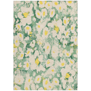HomeRoots 5' X 8' Floral Washable Non-Skid Area Rug – Durable, Stylish Design for Indoor & Outdoor Spaces Green 561722
