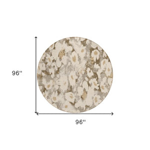 Homeroots 9' X 12' Floral Washable Stain Resistant Non-skid Indoor Outdoor Area Rug For Family-friendly Spaces Khaki Polyester 561728