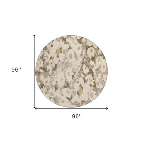 Homeroots 9' X 12' Floral Washable Stain Resistant Non-skid Indoor Outdoor Area Rug For Family-friendly Spaces Khaki Polyester 561728