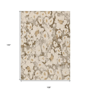 HomeRoots 5' X 8' Floral Washable Non-Skid Area Rug – Durable, Stylish Design for Indoor & Outdoor Spaces Khaki 561730