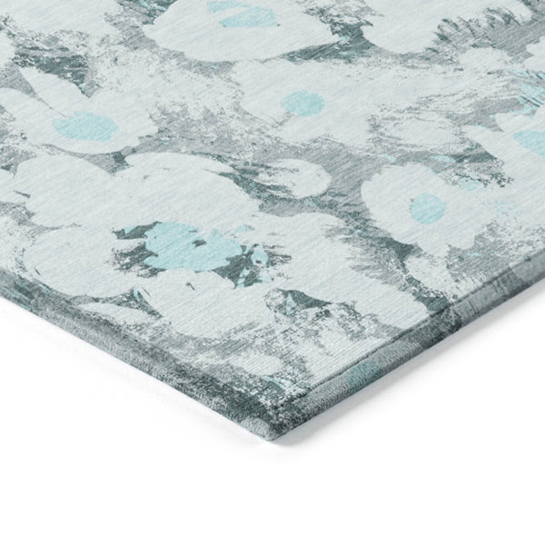 HomeRoots 5' X 8' Floral Washable Non-Skid Area Rug – Durable, Stylish Design for Indoor & Outdoor Spaces Teal 561740